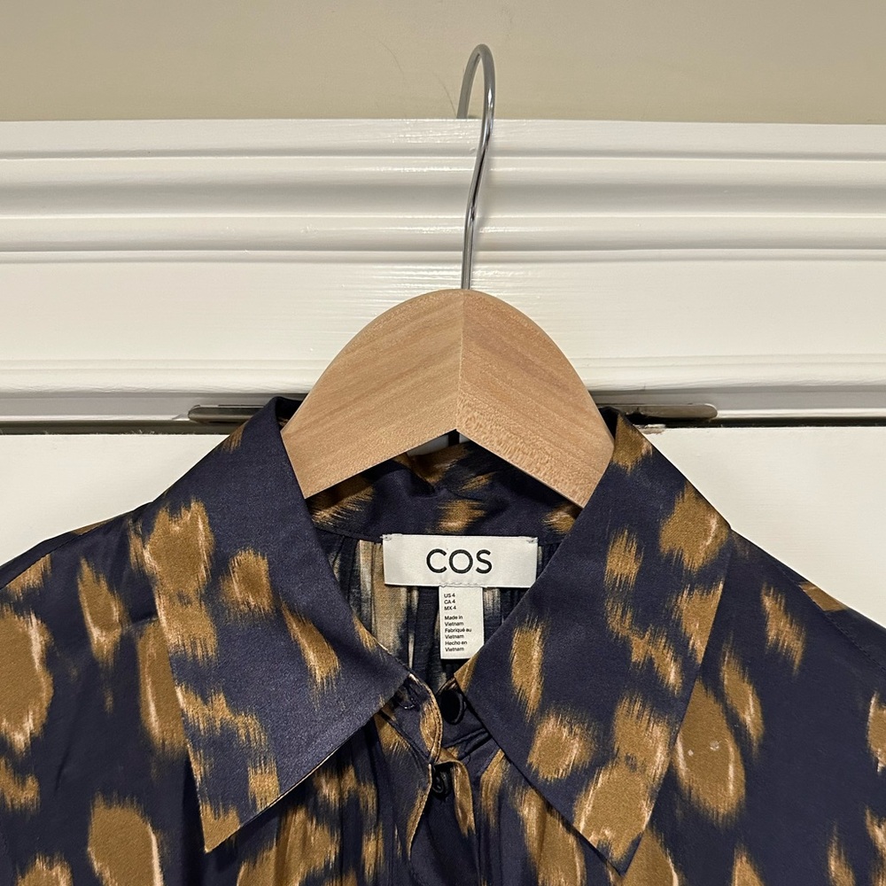 COS printed midi shirt dress with self tie belt, size 4 - Picture 5 of 15